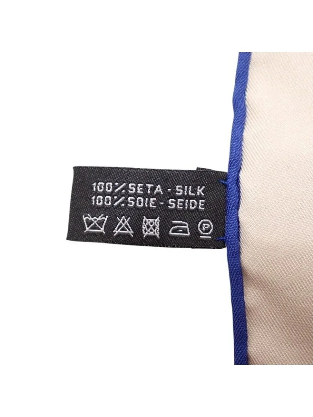 Chanel CC Logo Geometric Scarf Silk Beige Blue Included